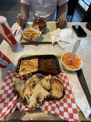 Curry chicken combo and the butter chicken burger