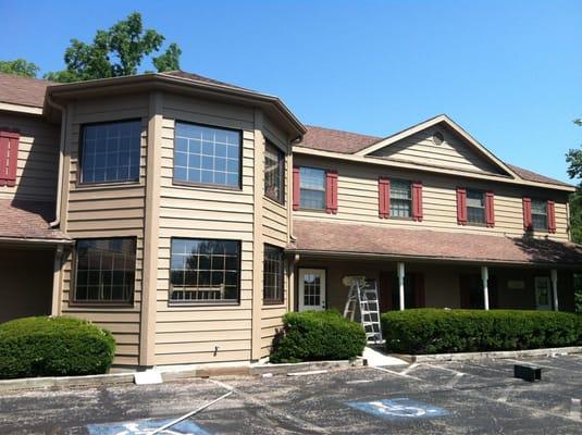 Whole exterior restain of exterior building.