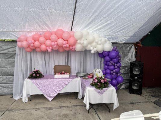 Beautiful Pink, White and Purple Balloon Garland.