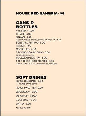 Drink Menu