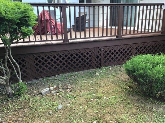 Deck after staining and added lattice to bottom.