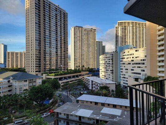 View from 5th Floor cool tropical breezes in Hawaii.