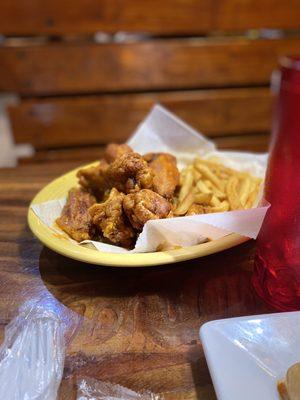 Chicken wings and fries