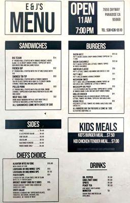 Our new improved menu