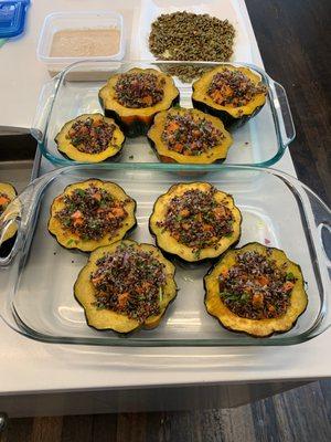 Stuffed Acorn Squash (Quinoa/Toasted Pepitas/ cashew crema