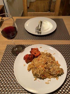 Chicken biryani and chicken tikka