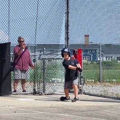 Future star in the making at our batting cages. Go robby!