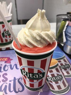 Strawberry colada with frozen custard