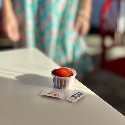 In-N-Out ketchup, waiting for fries!