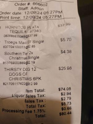 Extra $20 for 2 single beers