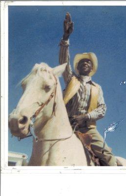 Oakland Black Cowboy Association - Lonnie Scoggings, Sr. and his horse Blazer.