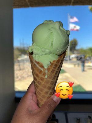 Pistachio in waffle cone