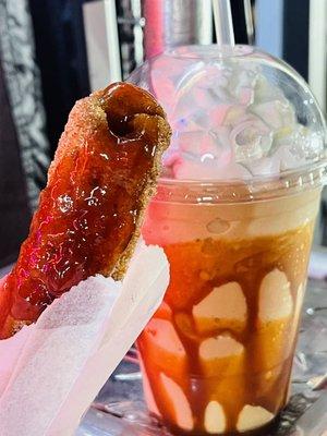 Strawberry-filled and Caramel Frap (Foodieland San Mateo)