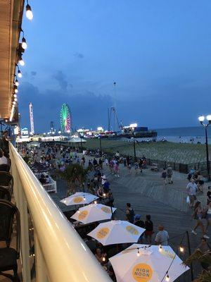 Up stairs bar looking out at boardwalk