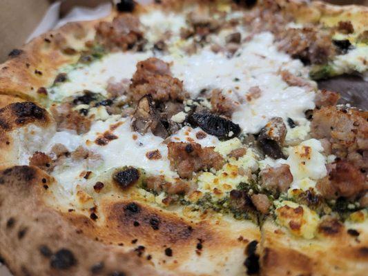 Sausage Pesto Goat Cheese and Mushrooms