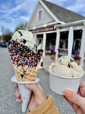 Mint chocolate chip in my favorite waffle cones!!