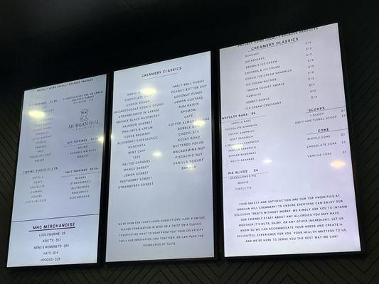 Menu as of April 2024