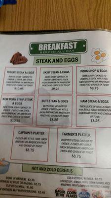 Breakfast menu