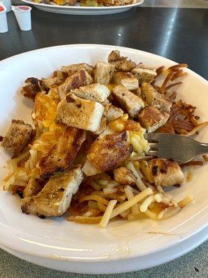 Chicken melt hash brown bowl