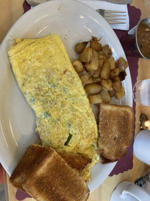 I had a western omlet, 3 eggs, fries, toast and beans.