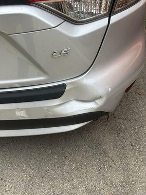 Damage after being hit