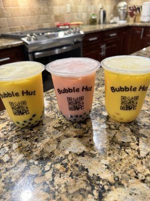 Mango and strawberry bubble tea