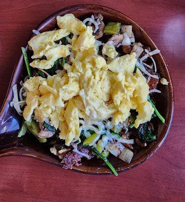 Farmer's Skillet with scramble eggs.