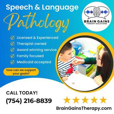 "They can do it. We can help."

Speech & Language Pathology Services - We may offer more than you may think!

@BrainGainsTherapy