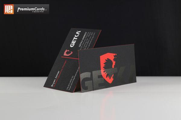 Suede Business Cards with Red  Painted Edges