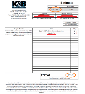 absolutely no itemization or cost breakdown... how is this an acceptable way of doing business? also note date and total.