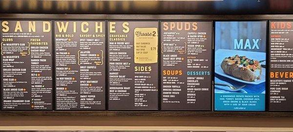 The giant menu behind the counter