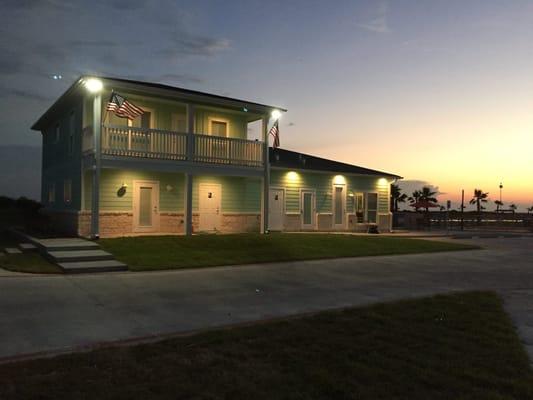 Main office and Community Room at sunset