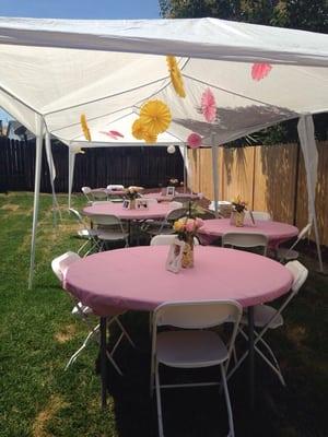 Rented tables, chairs and the purple castle  check out more pictures on www.heysweetie3.blogspot.com