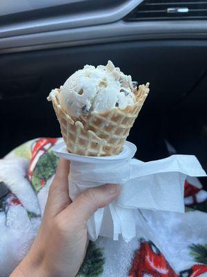 Cookie Dough in a homemade waffle cone!