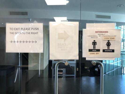 Bathroom notices and code