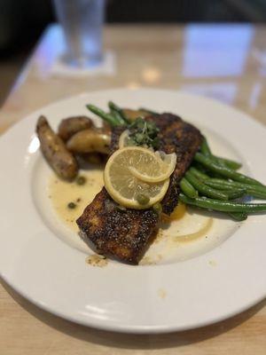 Blackened Rockfish with a delicious garlic butter sauce.