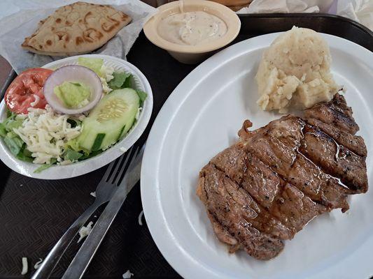 Ribeye steak meal