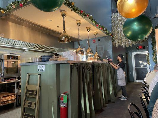 The pickup counter for the solo server handling all service in the restaurant.