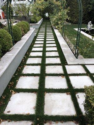 Artificial grass in between pavers