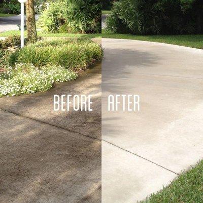 Pressure wash a driveway before and after