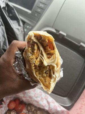 Sausage egg and cheese burrito