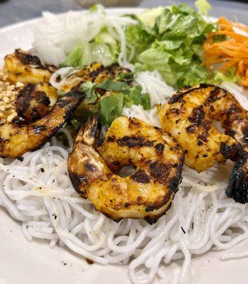 Lemongrass grilled shrimp vermicelli bowl.