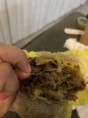 Plastic found in my carne asada burrito