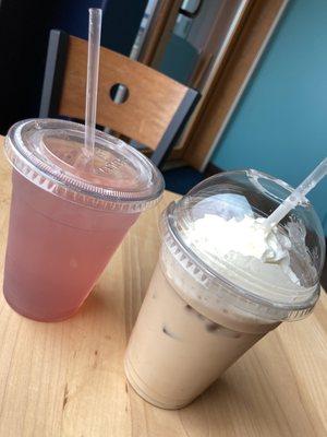 Blueberry lemonade and pistachio & hazelnut latte:)