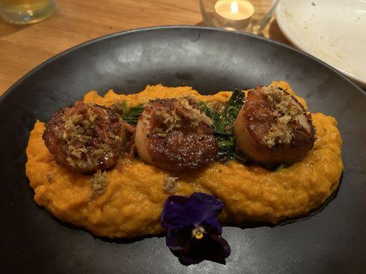 Scallops and Miso Sweet Potato