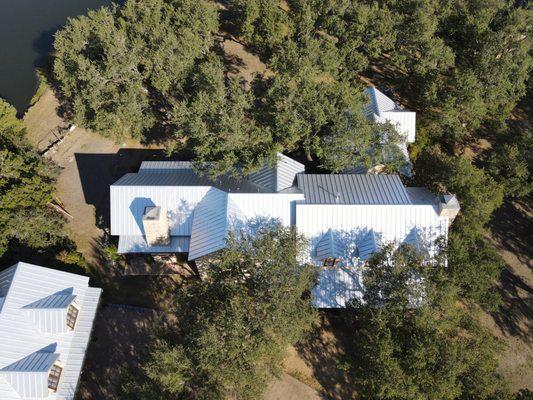 Completed metal roof installation