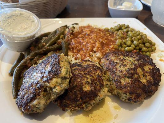 Greek Chicken Meatballs. Insides were moist, but outsides were dry and chewy.