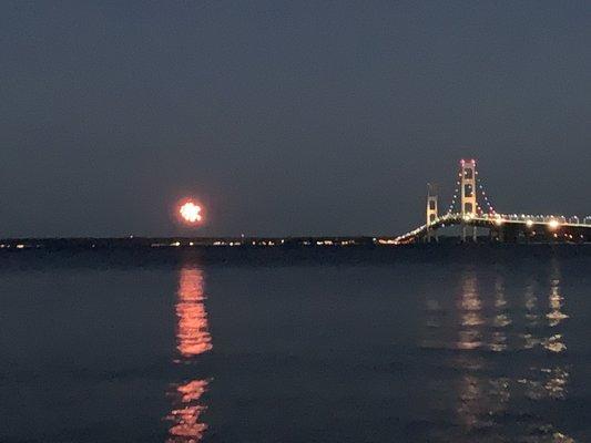 Zoomed pic of the bridge and fireworks.