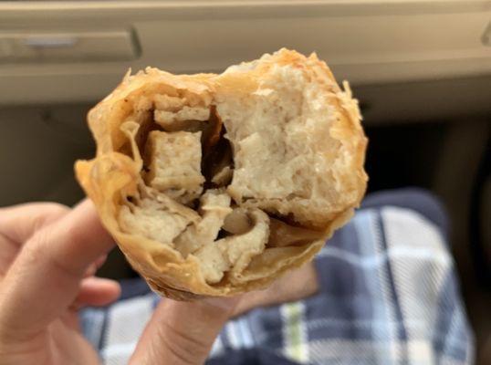 Inside bean curd roll with tofu and mushrooms