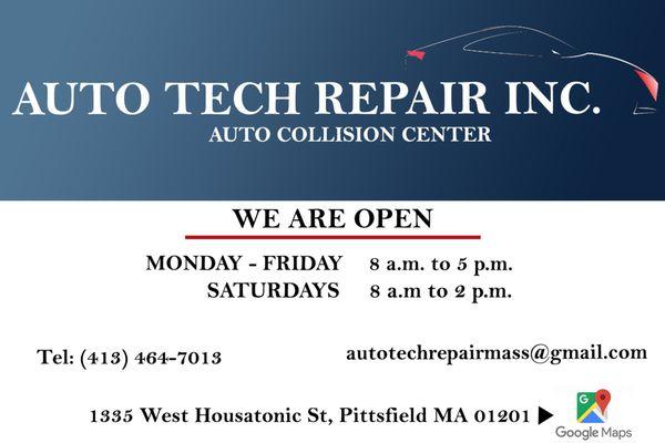 WE ARE OPEN MONDAY - FRIDAY 8 a.m. to 5 p.m. SATURDAYS 8 a.m. to 2 p.m.